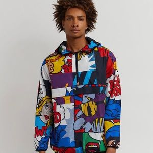 Comic Print Half-Zip Anorak